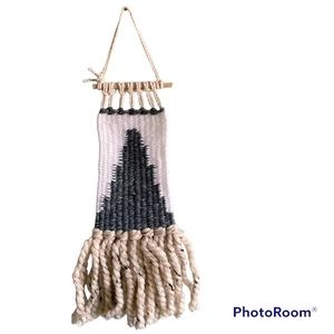 Christmas Santa Gnome Woven Wall Tapestry Handmade One of a Kind